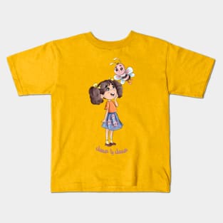 cartoon girl with bee Kids T-Shirt